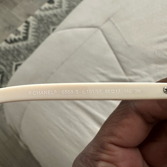 CHANEL Cream and Black Square Sunglasses